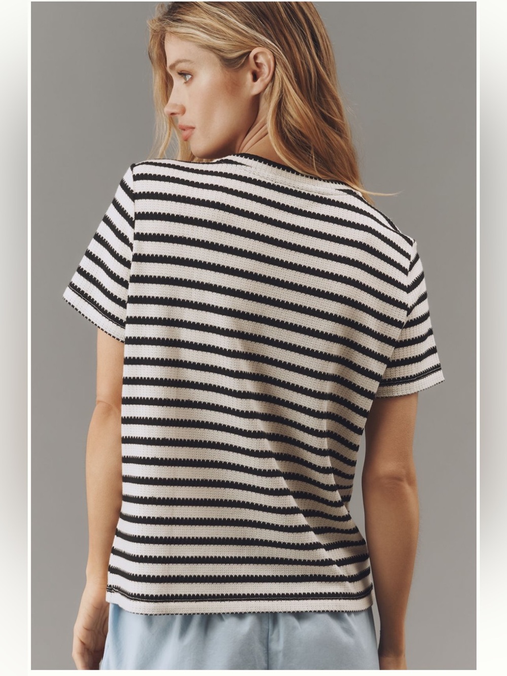 Anthropologie x Sanctuary PERFECT TEXTURED TEE - Black & White Pattern.  Size M - Picture 4 of 7